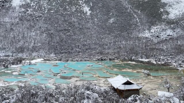 Jiuzhaigou Valley Scenic and Historic Interest Area,winter snow scene,sichuan,China