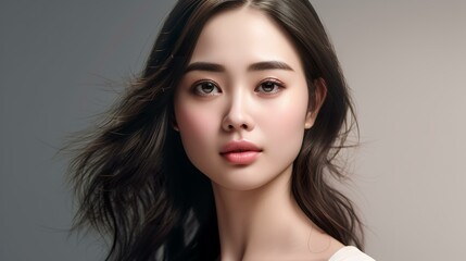 Fototapeta premium ナチュラルメイクのアジア人女性（AI生成画像） 