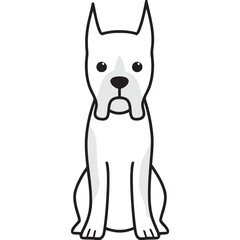 Boxer Dog Breed Cartoon Kawaii Sketch Hand Drawn Watercolor Painting Silhouette Sticker Illustration Sublimation EPS Vector Graphic