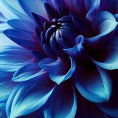 Macro shot of flower petals in navy blue. Generative AI