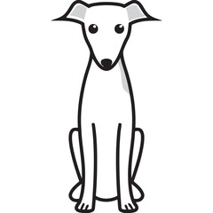 Italian Greyhound Dog Breed Cartoon Kawaii Sketch Hand Drawn Watercolor Painting Silhouette Sticker Illustration Sublimation EPS Vector Graphic