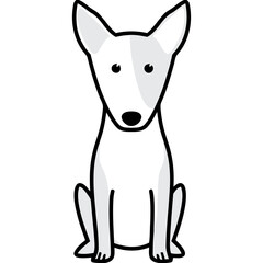 Miniature Bull Terrier Dog Breed Cartoon Kawaii Sketch Hand Drawn Watercolor Painting Silhouette Sticker Illustration Sublimation EPS Vector Graphic