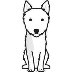 Picardy Sheepdog Dog Breed Cartoon Kawaii Sketch Hand Drawn Watercolor Painting Silhouette Sticker Illustration Sublimation EPS Vector Graphic