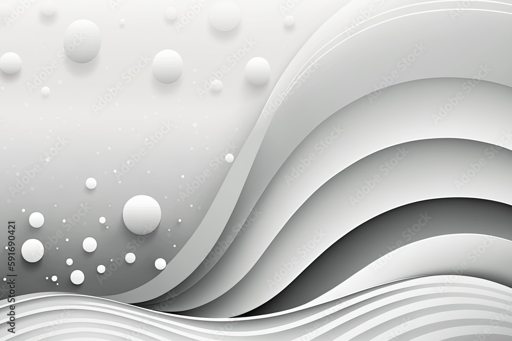 Poster white abstract background with bubbles and waves. generative ai