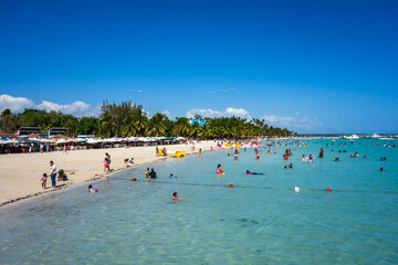 Santo Domingo, Dominican Republic, 03.25.2023: view of Boca Chica beach.
