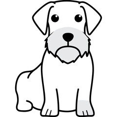 Fototapeta premium Wirehaired Dachshund Dog Breed Cartoon Kawaii Sketch Hand Drawn Watercolor Painting Silhouette Sticker Illustration Sublimation EPS Vector Graphic