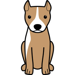 American Pitbull Terrier Dog Breed Cartoon Kawaii Sketch Hand Drawn Watercolor Painting Silhouette Sticker Illustration Sublimation EPS Vector Graphic