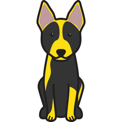 Australian Cattle Dog Breed Cartoon Kawaii Sketch Hand Drawn Watercolor Painting Silhouette Sticker Illustration Sublimation EPS Vector Graphic