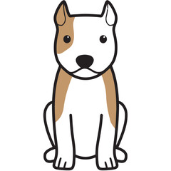 American Staffordshire Terrier Dog Breed Cartoon Kawaii Sketch Hand Drawn Watercolor Painting Silhouette Sticker Illustration Sublimation EPS Vector Graphic