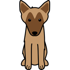 Obraz premium Belgian Malinois Dog Breed Cartoon Kawaii Sketch Hand Drawn Watercolor Painting Silhouette Sticker Illustration Sublimation EPS Vector Graphic