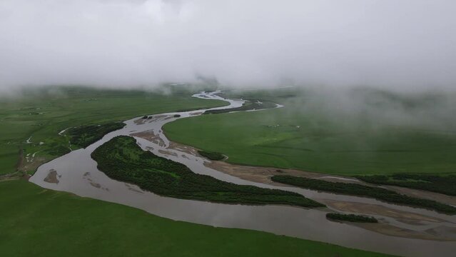 Rivers in Zoige Grassland(ruoergai), aerial photography, Sichuan, China