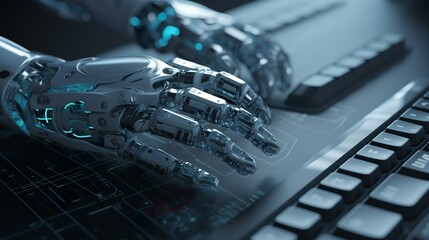 パソコンを使うロボットの手元（Generative AI）
