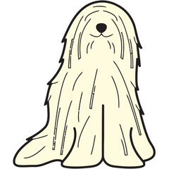 Komondor Dog Breed Cartoon Kawaii Sketch Hand Drawn Watercolor Painting Silhouette Sticker Illustration Sublimation EPS Vector Graphic