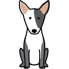 Miniature Bull Terrier Dog Breed Cartoon Kawaii Sketch Hand Drawn Watercolor Painting Silhouette Sticker Illustration Sublimation EPS Vector Graphic