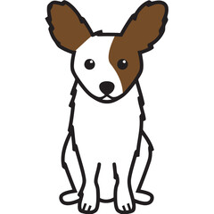 Papillon Dog Breed Cartoon Kawaii Sketch Hand Drawn Watercolor Painting Silhouette Sticker Illustration Sublimation EPS Vector Graphic