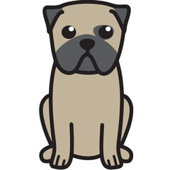 Pug Dog Breed Cartoon Kawaii Sketch Hand Drawn Watercolor Painting Silhouette Sticker Illustration Sublimation EPS Vector Graphic