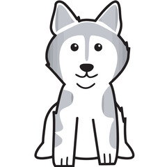 Alaskan Malamute Dog Breed Cartoon Kawaii Sketch Hand Drawn Watercolor Painting Silhouette Sticker Illustration Sublimation EPS Vector Graphic
