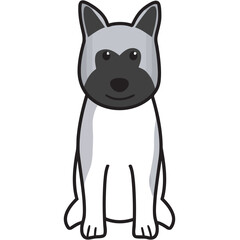 Akita Dog Breed Cartoon Kawaii Sketch Hand Drawn Watercolor Painting Silhouette Sticker Illustration Sublimation EPS Vector Graphic