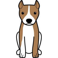 American Pitbull Terrier Dog Breed Cartoon Kawaii Sketch Hand Drawn Watercolor Painting Silhouette Sticker Illustration Sublimation EPS Vector Graphic