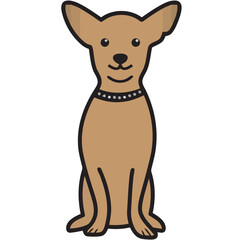 Chihuahua Dog Breed Cartoon Kawaii Sketch Hand Drawn Watercolor Painting Silhouette Sticker Illustration Sublimation EPS Vector Graphic