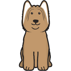 Briard Dog Breed Cartoon Kawaii Sketch Hand Drawn Watercolor Painting Silhouette Sticker Illustration Sublimation EPS Vector Graphic