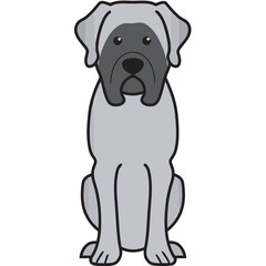 Mastiff Dog Breed Cartoon Kawaii Sketch Hand Drawn Watercolor Painting Silhouette Sticker Illustration Sublimation EPS Vector Graphic