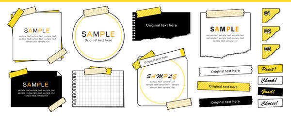 デザインフレームセット.マスキングテープでとめたメモ用紙いろいろ