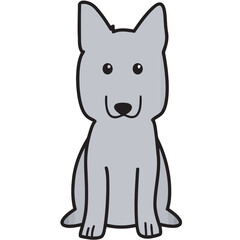 German Shepherd Dog Breed Cartoon Kawaii Sketch Hand Drawn Watercolor Painting Silhouette Sticker Illustration Sublimation EPS Vector Graphic