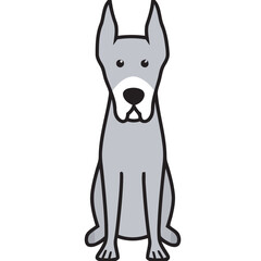 Great Dane Dog Breed Cartoon Kawaii Sketch Hand Drawn Watercolor Painting Silhouette Sticker Illustration Sublimation EPS Vector Graphic