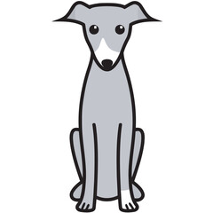 Italian Greyhound Dog Breed Cartoon Kawaii Sketch Hand Drawn Watercolor Painting Silhouette Sticker Illustration Sublimation EPS Vector Graphic