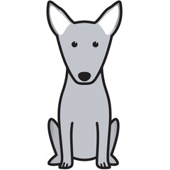 Miniature Bull Terrier Dog Breed Cartoon Kawaii Sketch Hand Drawn Watercolor Painting Silhouette Sticker Illustration Sublimation EPS Vector Graphic