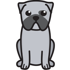 Pug Dog Breed Cartoon Kawaii Sketch Hand Drawn Watercolor Painting Silhouette Sticker Illustration Sublimation EPS Vector Graphic