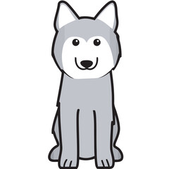 Siberian Husky Dog Breed Cartoon Kawaii Sketch Hand Drawn Watercolor Painting Silhouette Sticker Illustration Sublimation EPS Vector Graphic