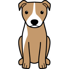 American Pitbull Terrier Dog Breed Cartoon Kawaii Sketch Hand Drawn Watercolor Painting Silhouette Sticker Illustration Sublimation EPS Vector Graphic