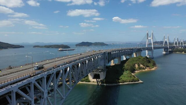 瀬戸大橋、与島からの空撮