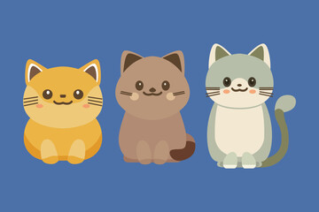 cute kawaii stand cat flat illustration