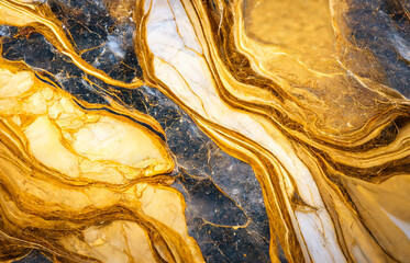 Black white and gold color mixed marble texture, generative ai
