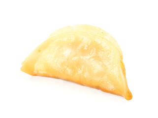 Tasty Chinese jiaozi on white background