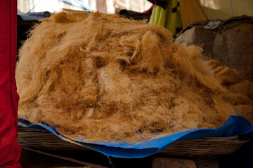 A man of muslim religion selling a type of sweet called Sevai or Laccha item at the Zakaria street at the time of Ramadan.