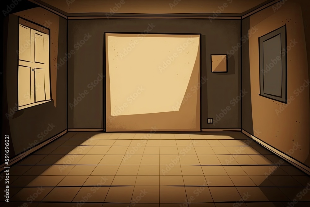 Poster n empty room with a door and a window. generative ai