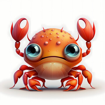 Crab Cartoon Illustration Adorable Design. Generative AI