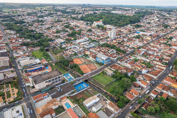 Jaboticabal, Sao Paulo/Brazil - Circa October 2022: Jabuticabal aerial view by drone.