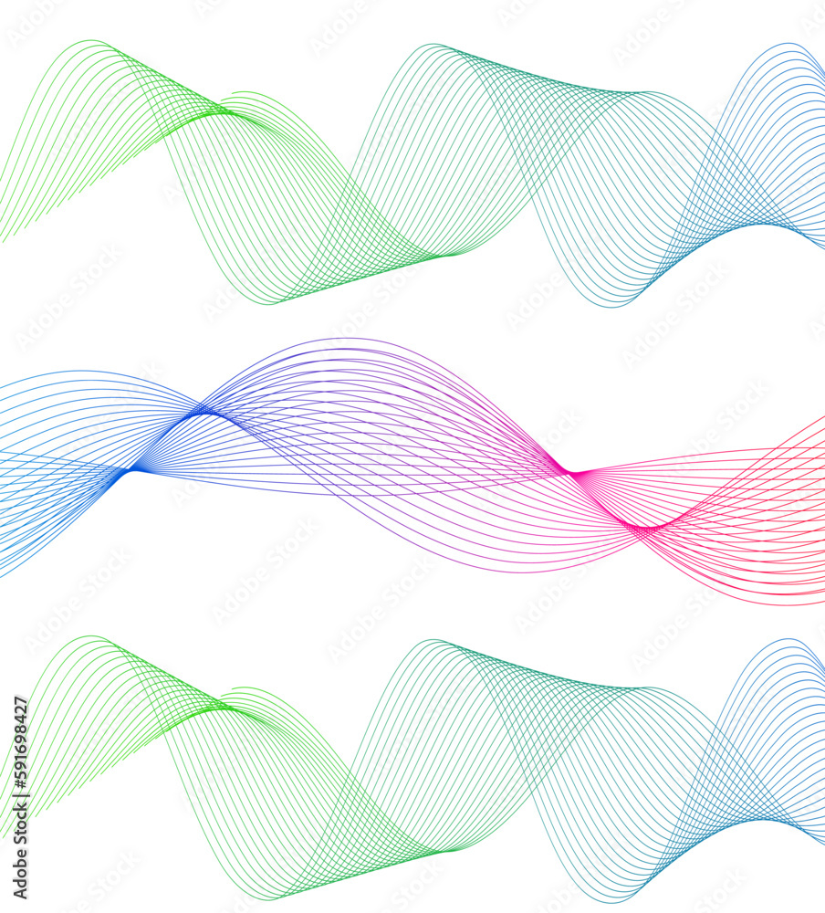Poster set abstract lines colors design element on white background of waves. vector illustration eps 10 fo