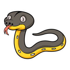 Cute platinum titanium reticulated python cartoon