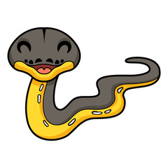 Cute platinum titanium reticulated python cartoon