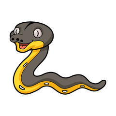 Cute platinum titanium reticulated python cartoon