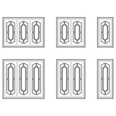 Classic windows set graphic black white isolated sketch illustration vector