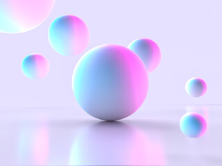 幻想的な光に照らされた球体のフォトリアル3Dイラストレーション	
