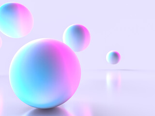 幻想的な光に照らされた球体のフォトリアル3Dイラストレーション	
