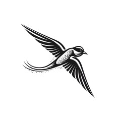 Naklejka premium Simple black and white image of a bird created using generative AI technology